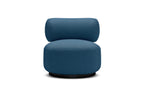 ASPEN Designer Sessel in Blau mit runder Rückenlehne auf weißem Hintergrund - Frontalansicht