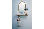 Set aus Spiegel und Wandregal mit Haken – frontal aufgenommen