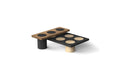 Seitliche Ansicht des BLOK Designer Couchtischs von Woak in zweigeschossigem Design