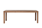 Frontalansicht des BURLY Esstisches aus Massivholz Nussbaum von Woak, mit klaren, geraden Linien und robustem Design