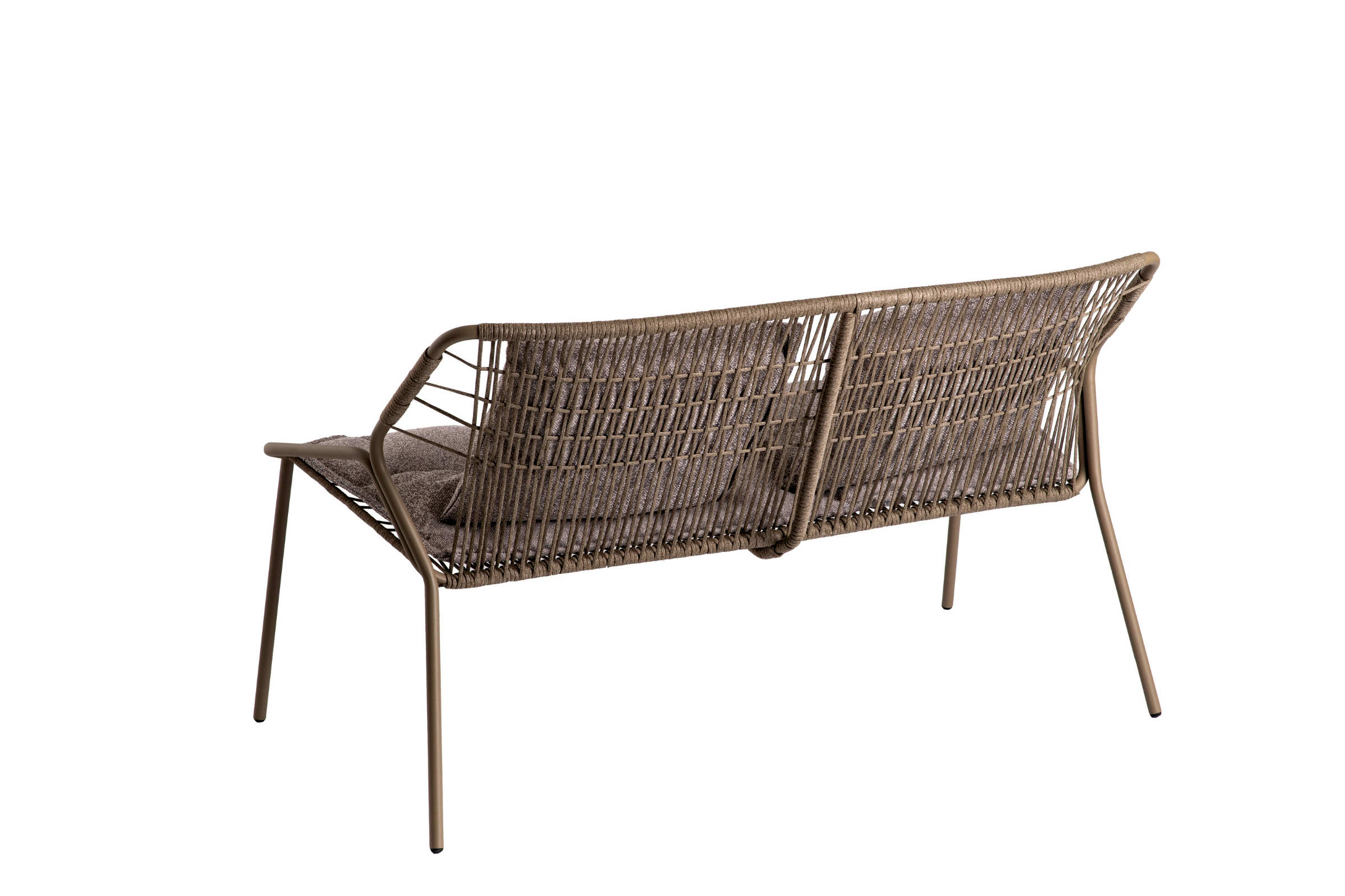 Rückansicht des Gartensofas mit Polstern