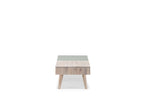LOTTE Massivholz Couchtisch von Whiteoak, Seitenansicht mit grünem MDF-Element