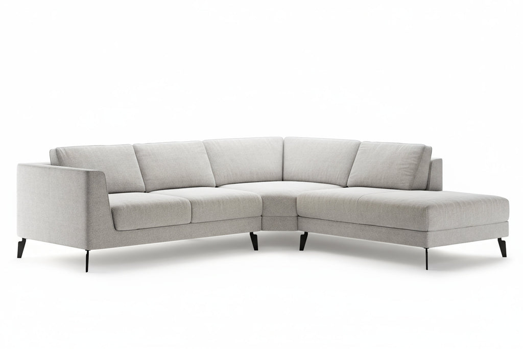 LUMEA Designer Eckmodul Sofa in Hellgrau mit Eckelement und Chaiselongue rechts