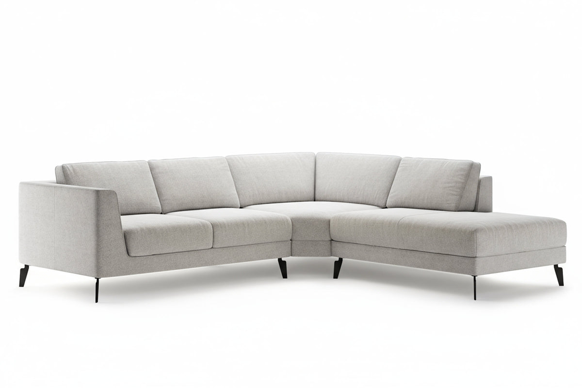 LUMEA Designer Eckmodul Sofa in Hellgrau mit Eckelement und Chaiselongue rechts