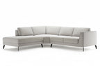 LUMEA Designer Eckmodul Sofa in Hellgrau mit Chaiselongue links und schwarzen Füßen