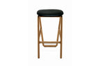 MARSHALL Designer Barhocker aus Massivholz mit Ledersitz – Frontansicht