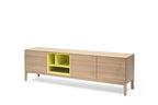 RABA Designer Lowboard von Whiteoak in Seitenansicht auf Holzbeinen