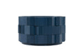 Seitenansicht des blauen REPETA 10 Designer Beistelltischs