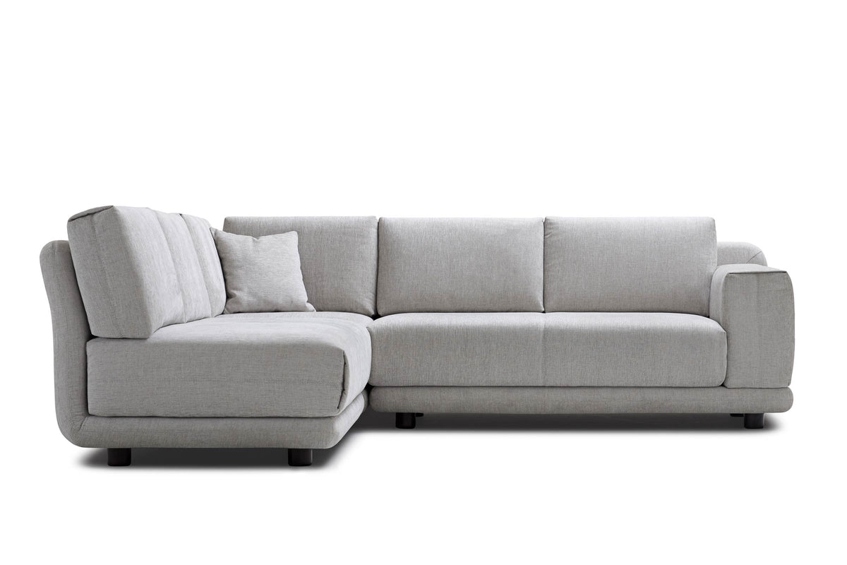 Designer Ecksofa von EXTRAFORM mit Eckelement links in Frontansicht