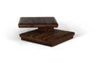 NOOR Designer Couchtisch von Whiteoak, mit zweistufigem Design und drehbarer Oberplatte.